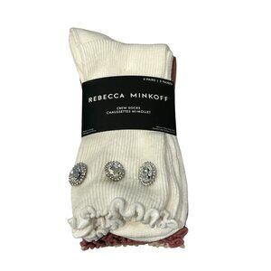 Rebecca Minkoff Ladies Crew Socks 5 Pairs Off White Blush Clay Marled 4-10